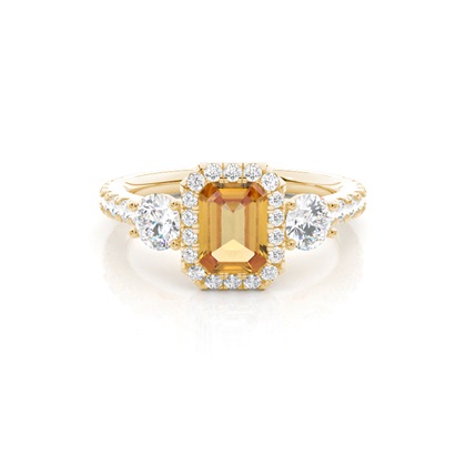 Prong Setting Citrine Halo Engagement Ring
