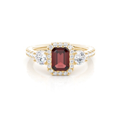 Prong Setting Garnet Halo Engagement Ring