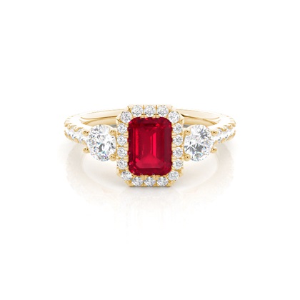 Prong Setting Ruby Halo Engagement Ring