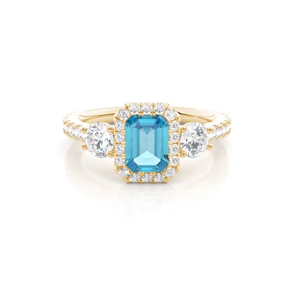 Prong Setting Topaz Halo Engagement Ring