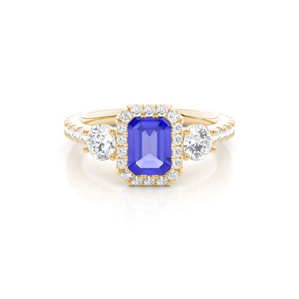 Prong Setting Tanzanite Halo Engagement Ring