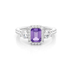 Prong Setting Amethyst Halo Engagement Ring