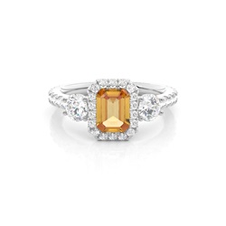 Prong Setting Citrine Halo Engagement Ring