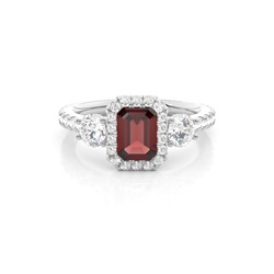 Prong Setting Garnet Halo Engagement Ring