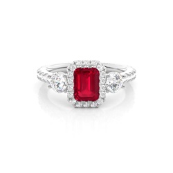 Spinninnstilling Ruby Halo Forlovelsesring