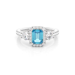 Prong Setting Topaz Halo Engagement Ring