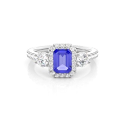Prong Setting Tanzanite Halo Engagement Ring