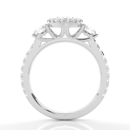 Zinken Set Diamond Halo Verlobungsring