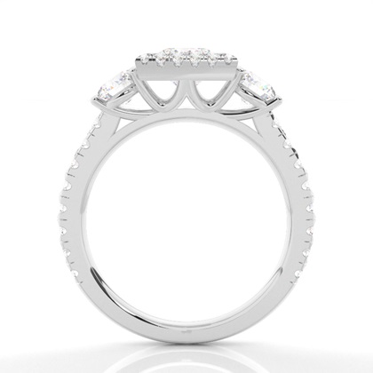 Zinken Set Diamond Halo Verlobungsring