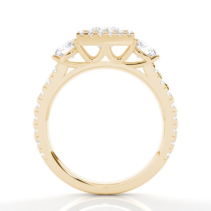 Zinken Set Diamond Halo Verlobungsring