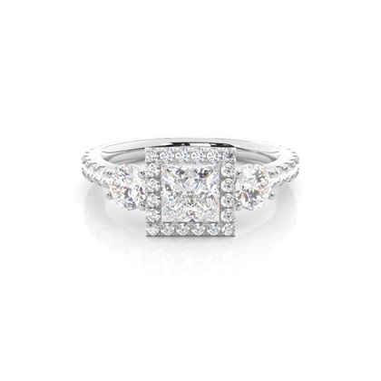 Prong Set Diamond Halo Engagement Ring