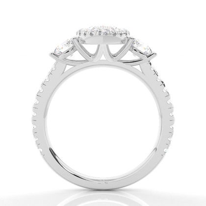 Zinken Set Diamond Halo Verlobungsring