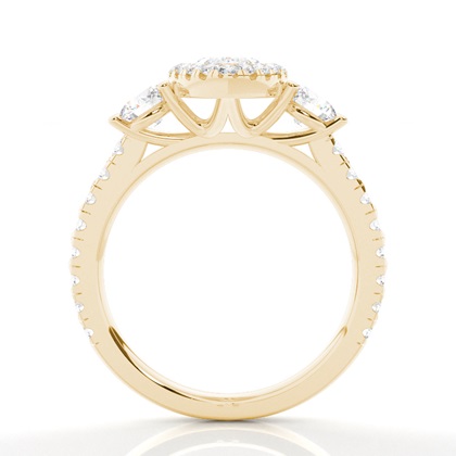 Zinken Set Diamond Halo Verlobungsring