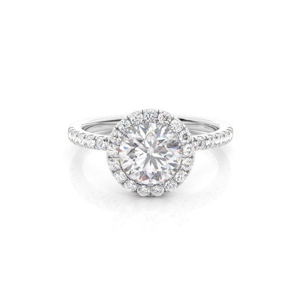Bezel Set Moissanite Halo Engagement Ring