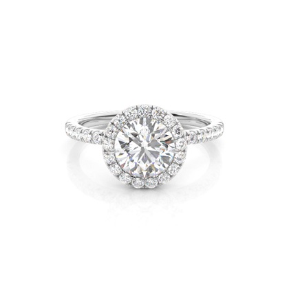 Bezel Set Diamond Halo Engagement Ring