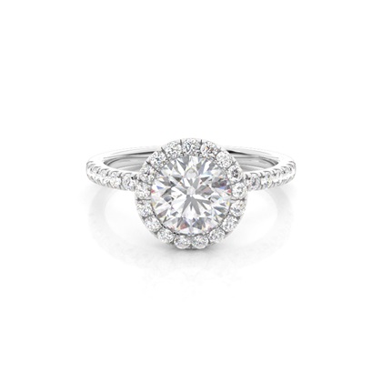 Bezel Set Moissanite Halo Engagement Ring