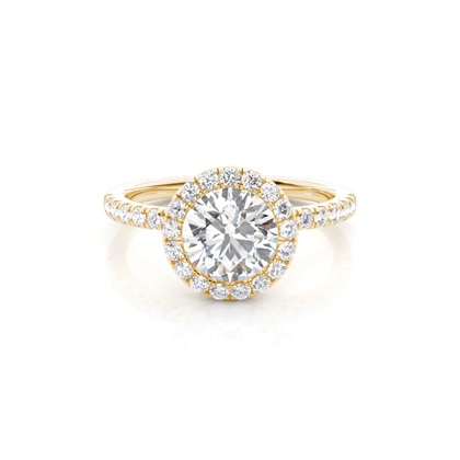 Bezel Set Diamond Halo Engagement Ring