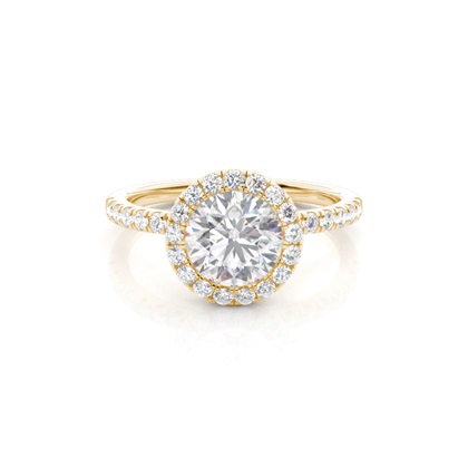 Bezel Set Moissanite Halo Engagement Ring