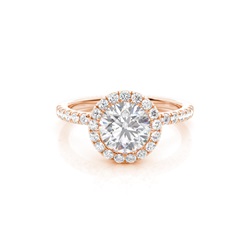 Bezel Set Moissanite Halo Engagement Ring