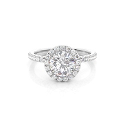 Bezel Set Moissanite Halo Engagement Ring