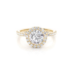 Bezel Set Moissanite Halo Engagement Ring