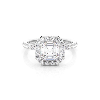 Bezel Set Diamond Halo Engagement Ring