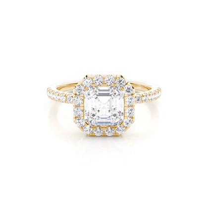 Bezel Set Diamond Halo Engagement Ring
