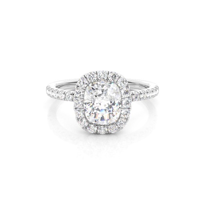 Bezel Set Diamond Halo Engagement Ring