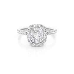 Bezel Set Moissanite Halo Engagement Ring
