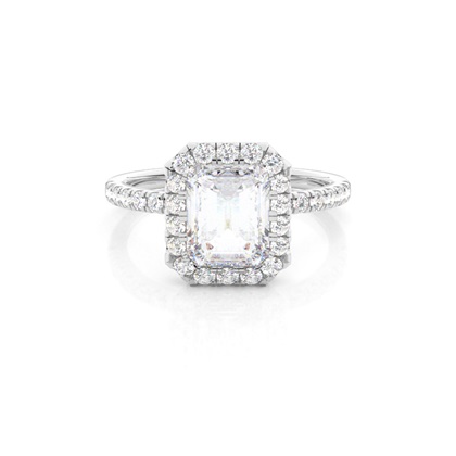 Bezel Set Moissanite Halo Engagement Ring