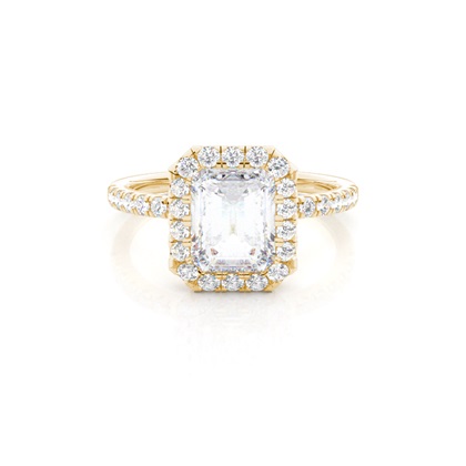 Bezel Set Moissanite Halo Engagement Ring