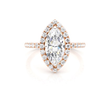 Marquise Rose Gold Halo Diamond Engagement Rings