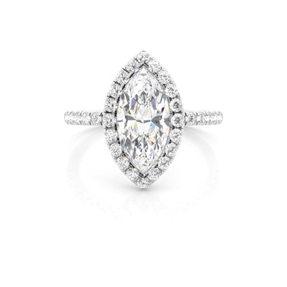 Bezel Set Diamond Halo Engagement Ring