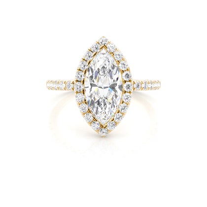 Marquise Yellow Gold Halo Diamond Engagement Rings