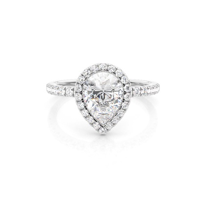 Bezel Set Diamond Halo Engagement Ring