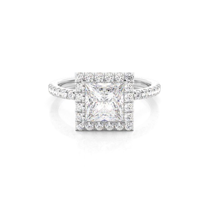 Bezel Set Diamond Halo Engagement Ring