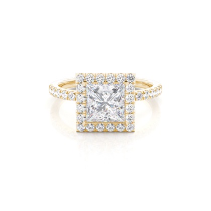 Bezel Set Moissanite Halo Engagement Ring