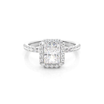 Bezel Set Diamond Halo Engagement Ring
