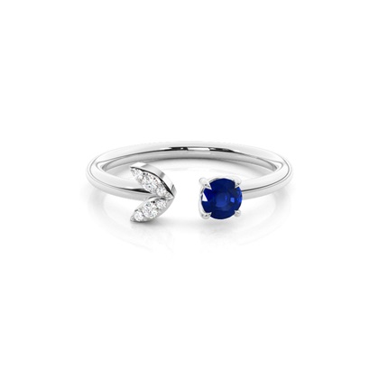 Prong Setting Blue Sapphire Open Ring