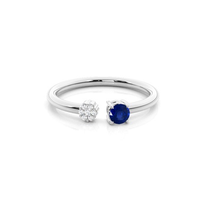 Prong Setting Blue Sapphire Open Ring