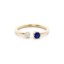 Prong Setting Blue Sapphire Open Ring
