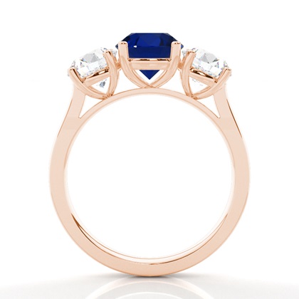 Blauer Saphir-Drei-Steine-Ring in 4 Krappenfassungen