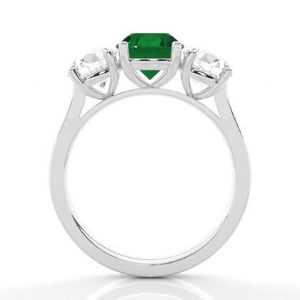 Smaragdring mit drei Steinen in 4 Krappenfassungen