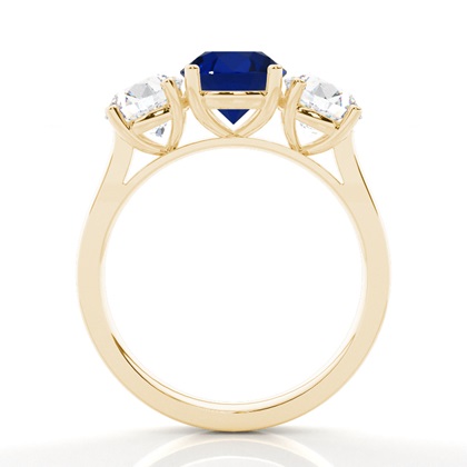 Blauer Saphir-Drei-Steine-Ring in 4 Krappenfassungen