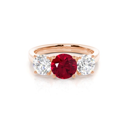 4 Prong Setting Ruby Three Stone Ring
