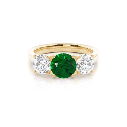 4 Prong Setting Emerald Three Stone Ring