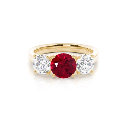 4 Prong Setting Ruby Three Stone Ring