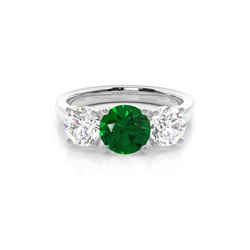 4 Prong Setting Emerald Three Stone Ring
