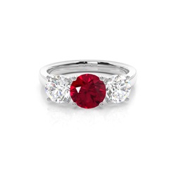 4 Prong Setting Ruby Three Stone Ring