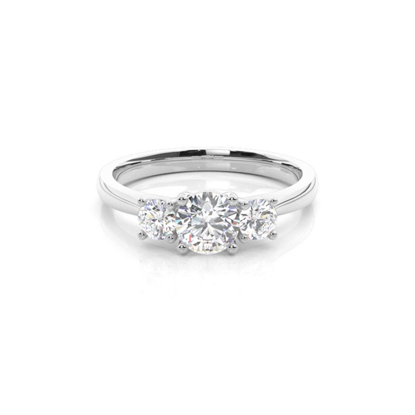 4 Prong Setting Plain Three Stone Ring